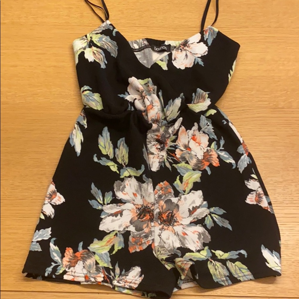 Black floral romper